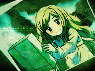 Girl holding book green theme - the back of her shirt free wallpaper