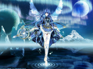 Angel wings water moon stars - a moon free wallpaper for desktop