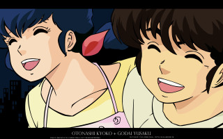 Smiling people cellphone ukiyo e - two person free wallpaper