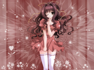 Girl red dress anime flowers - a red dress free wallpaper for desktop