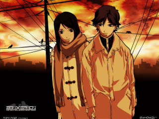 Autumn sunset couple umbrella power - power free wallpaper