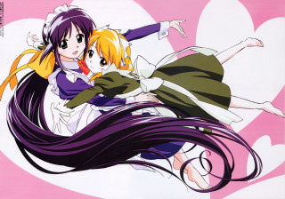 Anime couple hug purple pink - a heart free wallpaper for desktop