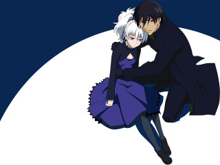 Moon hug neo romanticism dress - a blue sky behind them free wallpaper for desktop