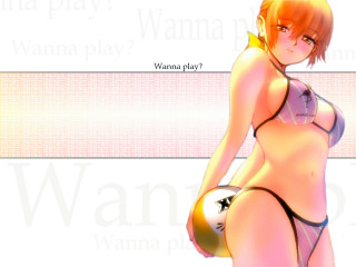 Woman bikini beachball tennis fence - her hand and a name free wallpaper