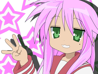 Alice pinkhair greeneyes peacesign star - pink hair free wallpaper