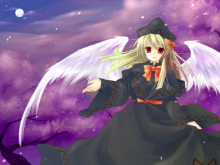 Anime witch angel wings purple - a purple background free wallpaper