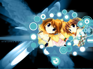 Anime hugging bubbles blue background - bubble free wallpaper for desktop