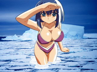Woman bikini water icebergs blue - iceberg free wallpaper
