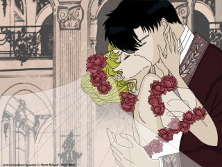 Kissing rose clocktower manga romantic - a clock tower in the background free wallpaper
