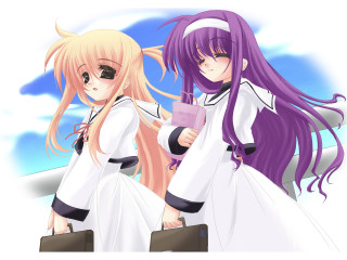 Anime girls white purple hair - hair free wallpaper