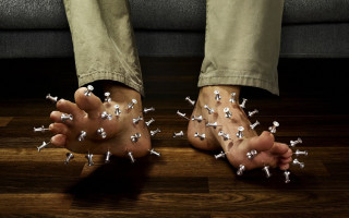 Hands covered pins nails feet - kinetic pointillism free wallpaper