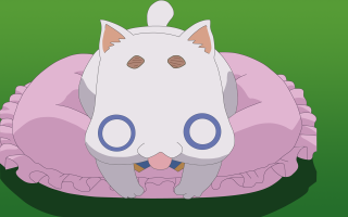 Cat pillow outdoors green gradient - a pink pillow free wallpaper