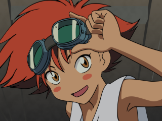Redhair girl goggles blush bandaid - the distance free wallpaper
