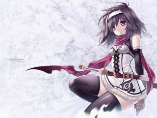 Fantasy anime woman scarf sword - a short skirt free wallpaper for desktop