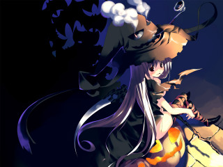 Witch pumpkin cat fullmoon gothic 2 - dark background free wallpaper for desktop