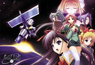 Anime girls space station aurora - a space station free wallpaper