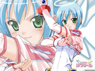 Anime angel greeneyes bluehair halo - one holding free wallpaper