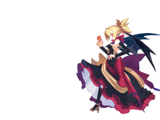 Demon girl blonde wings sword - her hand and a hat free wallpaper