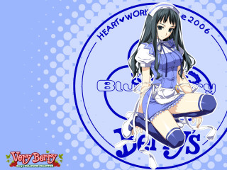 Anime girl black hair blue 3 - a white circle free wallpaper