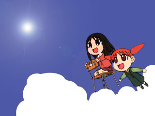 Sky characters sitting sun cloud - two cartoon character free wallpaper