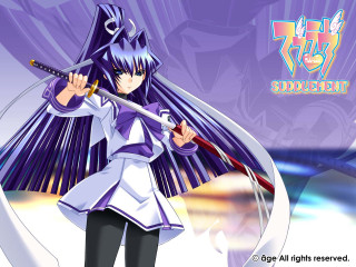 Anime bluehair sword promo purple - a anime character holding free wallpaper