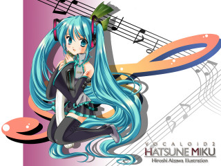 Anime girl blue hair music - musical free wallpaper