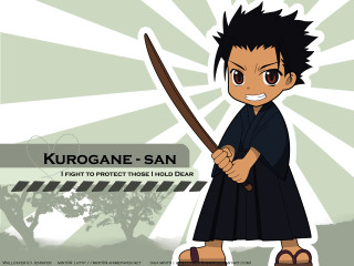 Kurogane san sword kimono black - a cartoon character holding free wallpaper