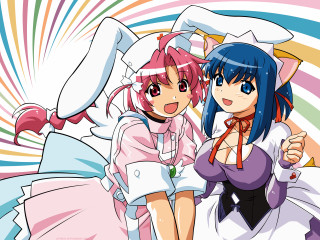 Anime girls blue pink rainbow - a picture together free wallpaper for desktop