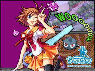 Cartoon girl knife purple background - a cartoon character holding free wallpaper for desktop