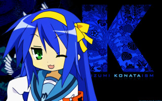 Blue haired kawaii girl yellow - kawaii free wallpaper