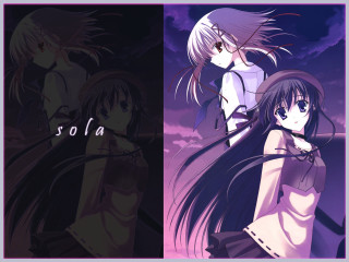 Anime girls purple sky long - purple hair free wallpaper for desktop