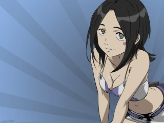 Woman bikini blue sunbursts anime - yukito kishiro free wallpaper