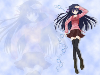 Girl pink shirt long hair 2 - bubble free wallpaper