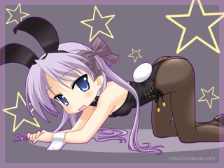 Purple hair anime girl stars - a black outfit free wallpaper for desktop