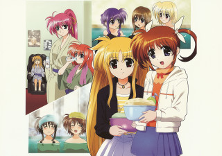 Anime girls bowls food magical - their hand free wallpaper