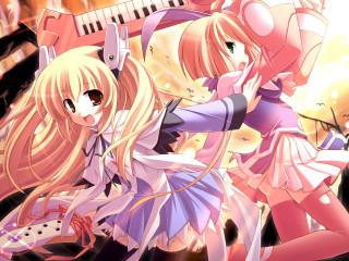 Anime girls piano pink dress - the anime free wallpaper