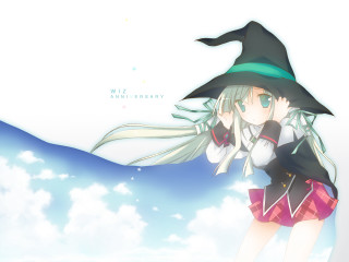 Girl witch hat flying azure - the air free wallpaper