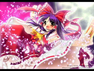 Purple hair girl red hat - a book in her hand free wallpaper