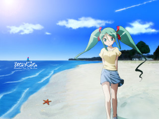 Girl beach starfish sky anime - a starfish free wallpaper