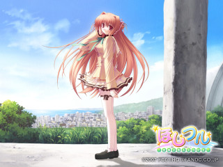 Girl dress ledge wind city - a city free wallpaper