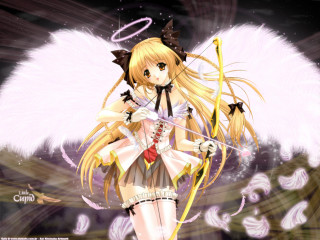Anime girl angel wings bow - a anime girl free wallpaper for desktop