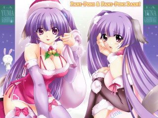 Santa girls anime reindeer christmas - a detailed drawing free wallpaper