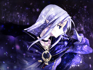 Anime whitehair bluedress sword purplebackground - long white hair free wallpaper