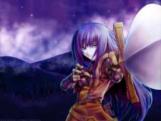 Woman gun purple sky anime - her hand and a sky background free wallpaper