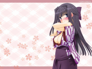 Woman blackhair purpledress flower background - a purple dress free wallpaper for desktop