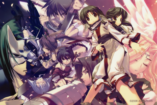 Anime girls stars purple background - ufotable free wallpaper