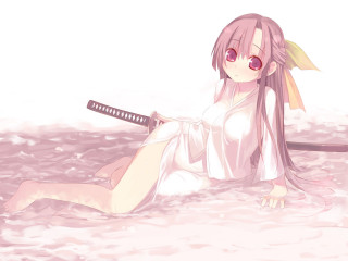 Woman sword water pink white 2 - a sword free wallpaper