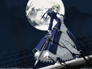 Woman dress sword fullmoon trees - a long dress holding free wallpaper
