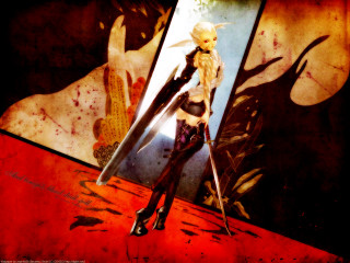 Gothic bloodied woman mirror sword - a woman holding free wallpaper for desktop
