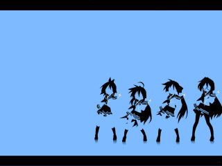Cartoon girls walking blue background - a black frame free wallpaper